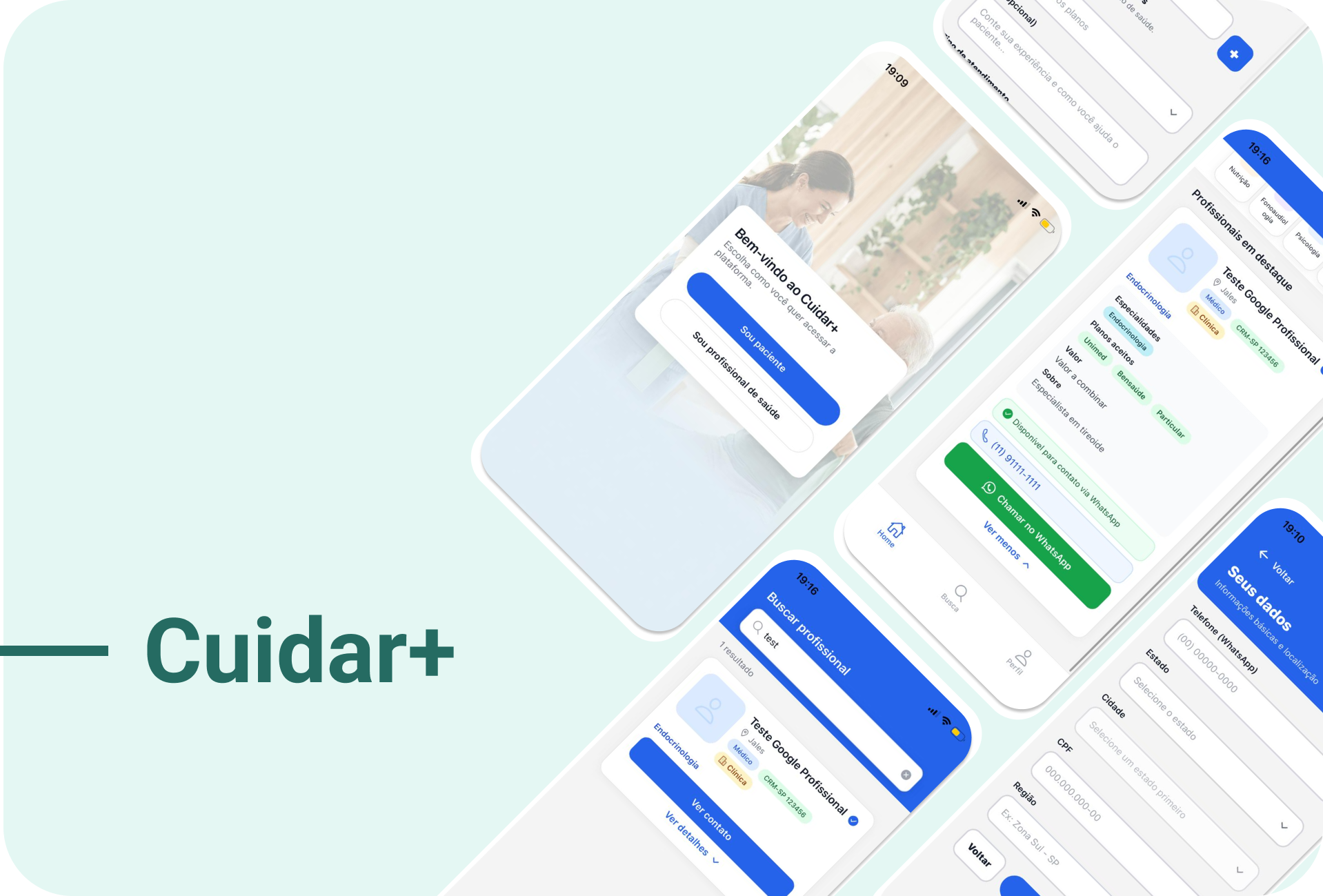 Telas do app Cuidar+